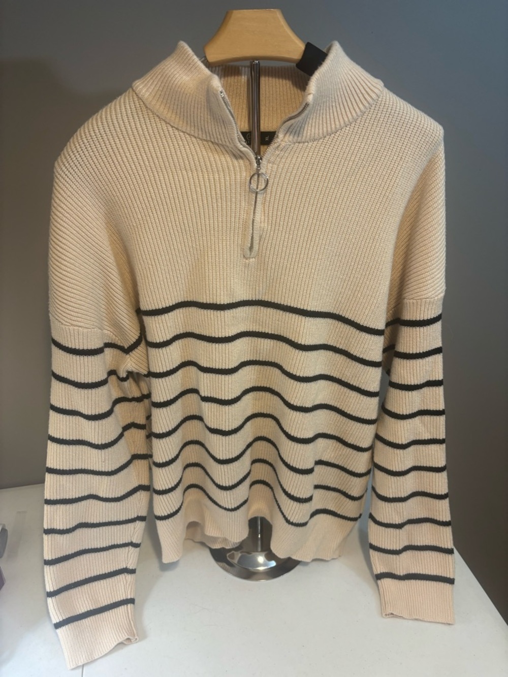LILLUSORY BEIGE Sweater with Black Stripes